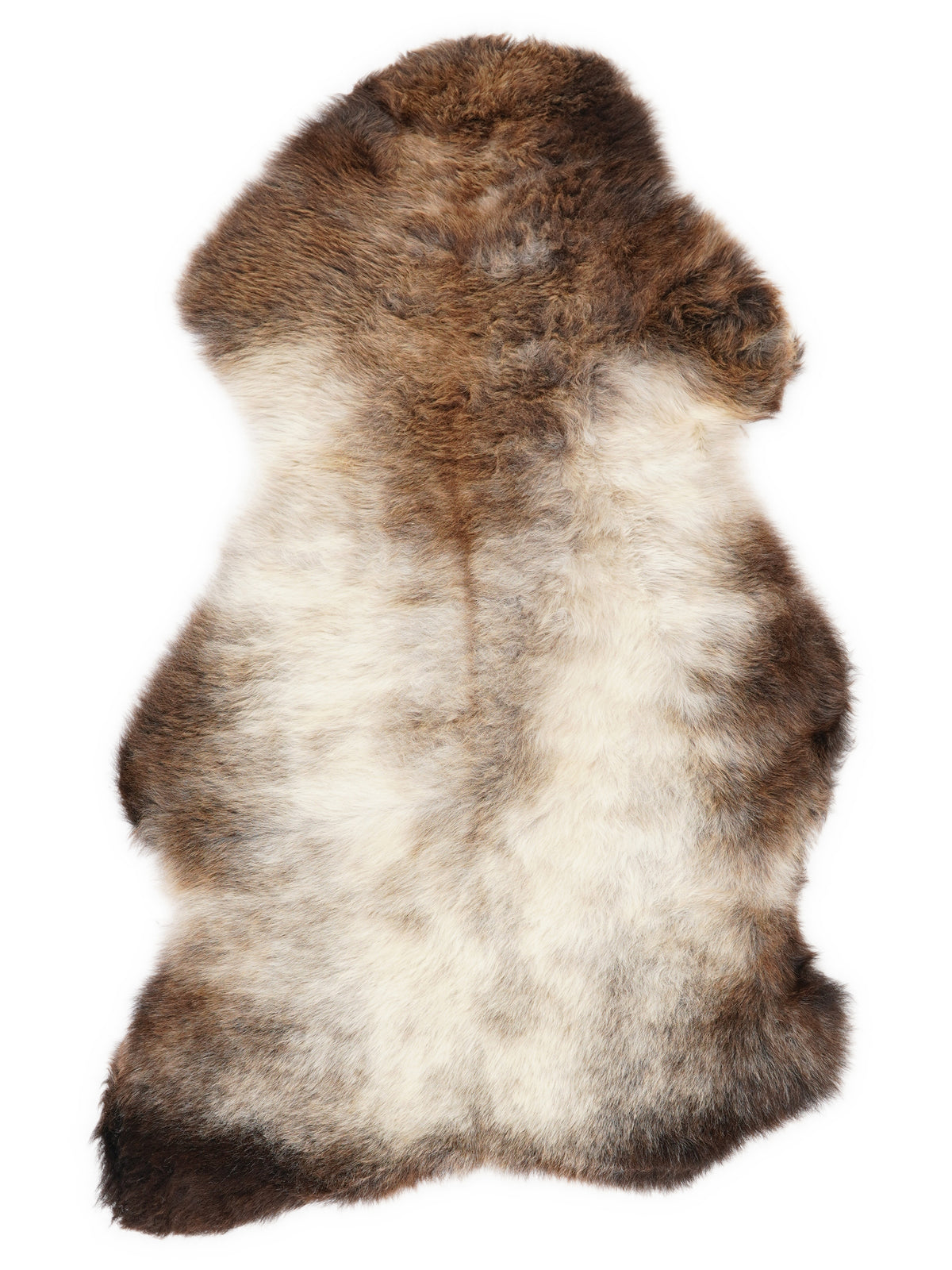 Mehrfarbiges britisches Lammfell, ca. 100 × 60 cm, von oben fotografiert: genau das Fell, das Sie erhalten