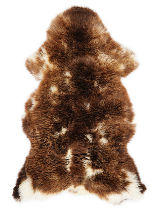 Mehrfarbiges britisches Lammfell, ca. 120 × 60 cm, von oben fotografiert: genau das Fell, das Sie erhalten