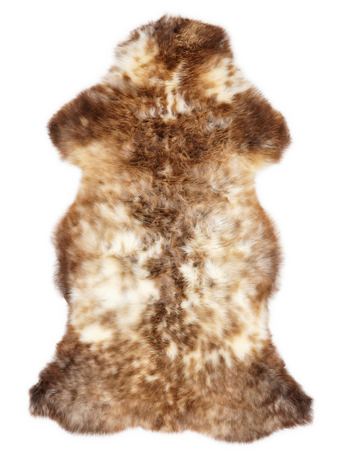 Mehrfarbiges britisches Lammfell, ca. 115 × 60 cm, von oben fotografiert: genau das Fell, das Sie erhalten