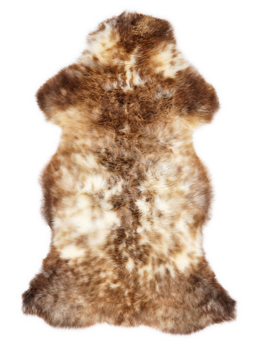 Mehrfarbiges britisches Lammfell, ca. 115 × 60 cm, von oben fotografiert: genau das Fell, das Sie erhalten