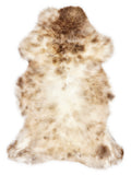 Mehrfarbiges britisches Lammfell, ca. 110 × 65 cm, von oben fotografiert: genau das Fell, das Sie erhalten