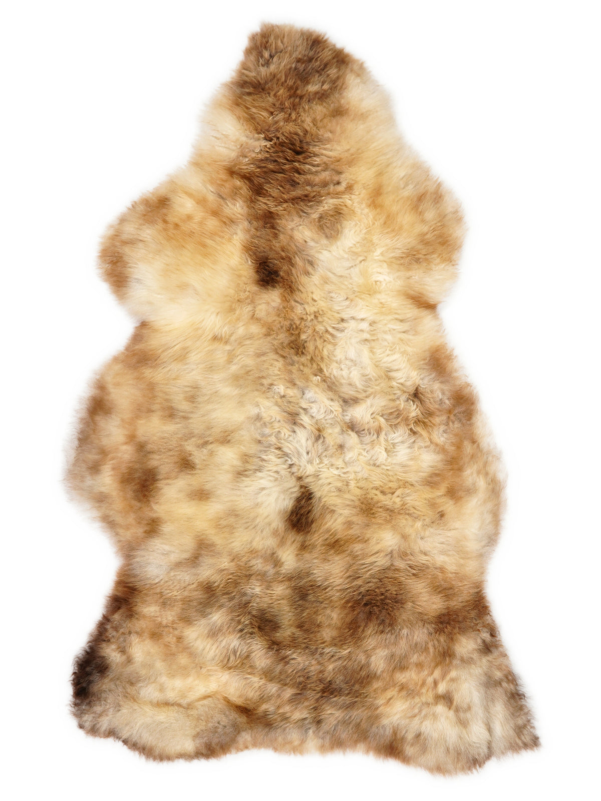Mehrfarbiges britisches Lammfell, ca. 120 × 65 cm, von oben fotografiert: genau das Fell, das Sie erhalten