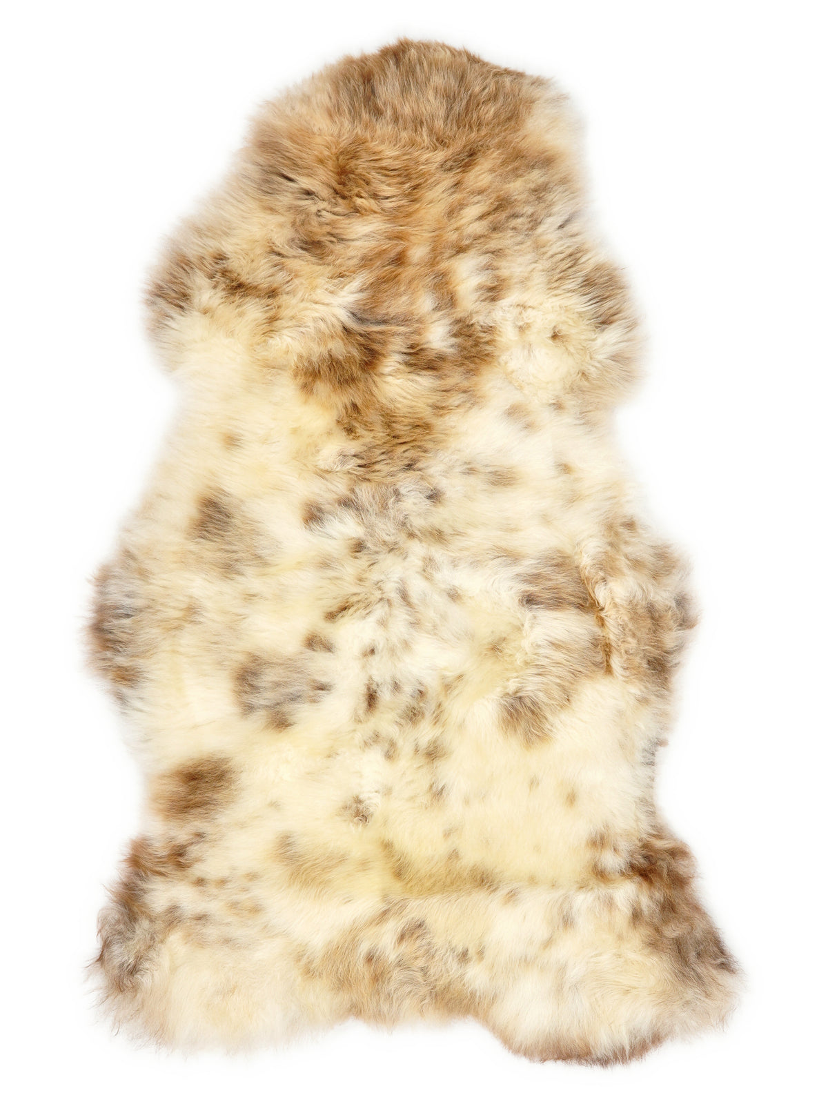 Mehrfarbiges britisches Lammfell, ca. 110 × 60 cm, von oben fotografiert: genau das Fell, das Sie erhalten