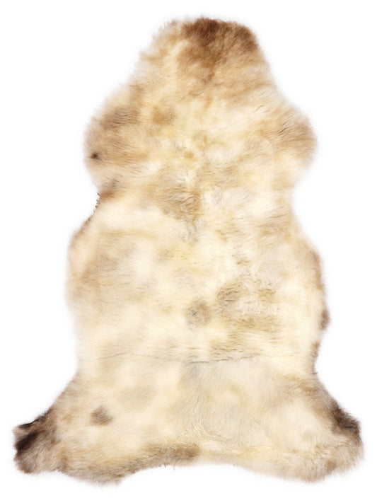 Mehrfarbiges britisches Lammfell, ca. 105 × 60 cm, von oben fotografiert: genau das Fell, das Sie erhalten