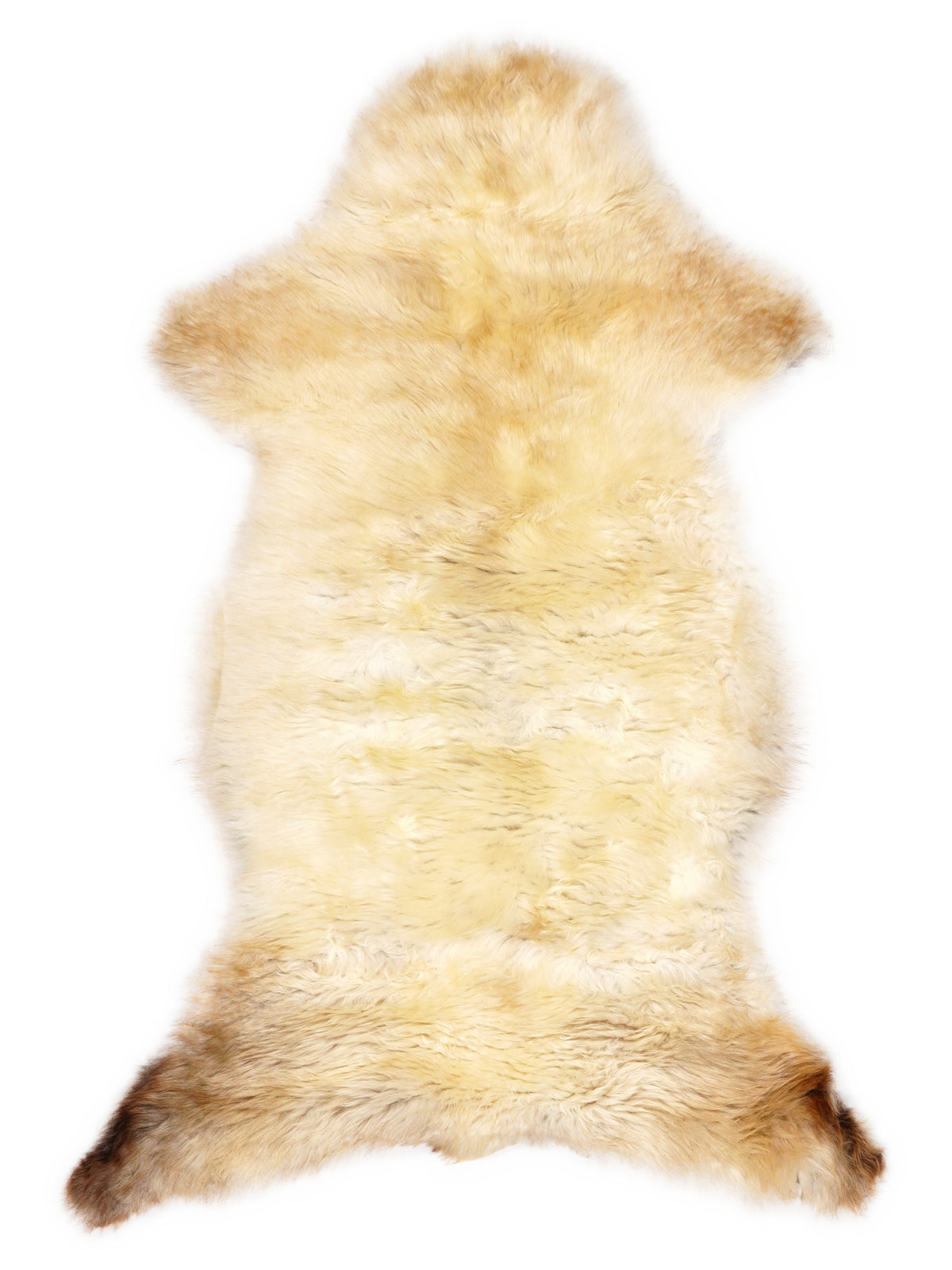 Mehrfarbiges britisches Lammfell, ca. 110 × 55 cm, von oben fotografiert: genau das Fell, das Sie erhalten