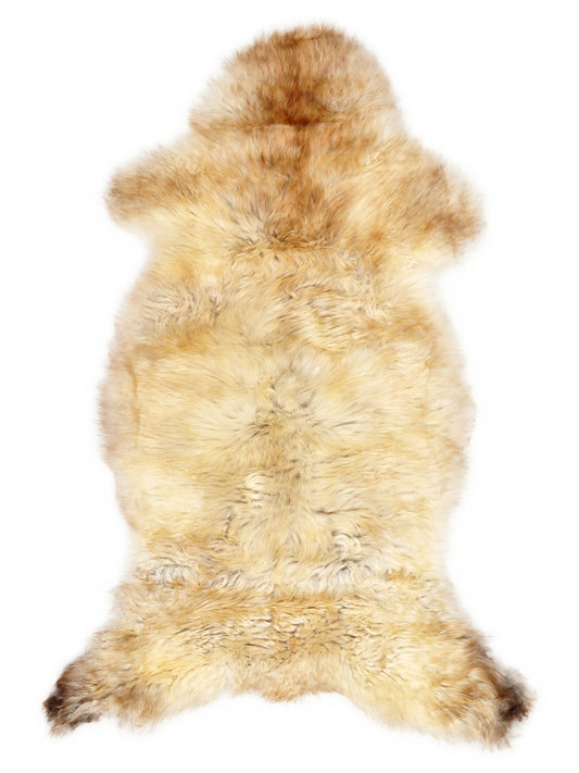 Mehrfarbiges britisches Lammfell, ca. 120 × 60 cm, von oben fotografiert: genau das Fell, das Sie erhalten