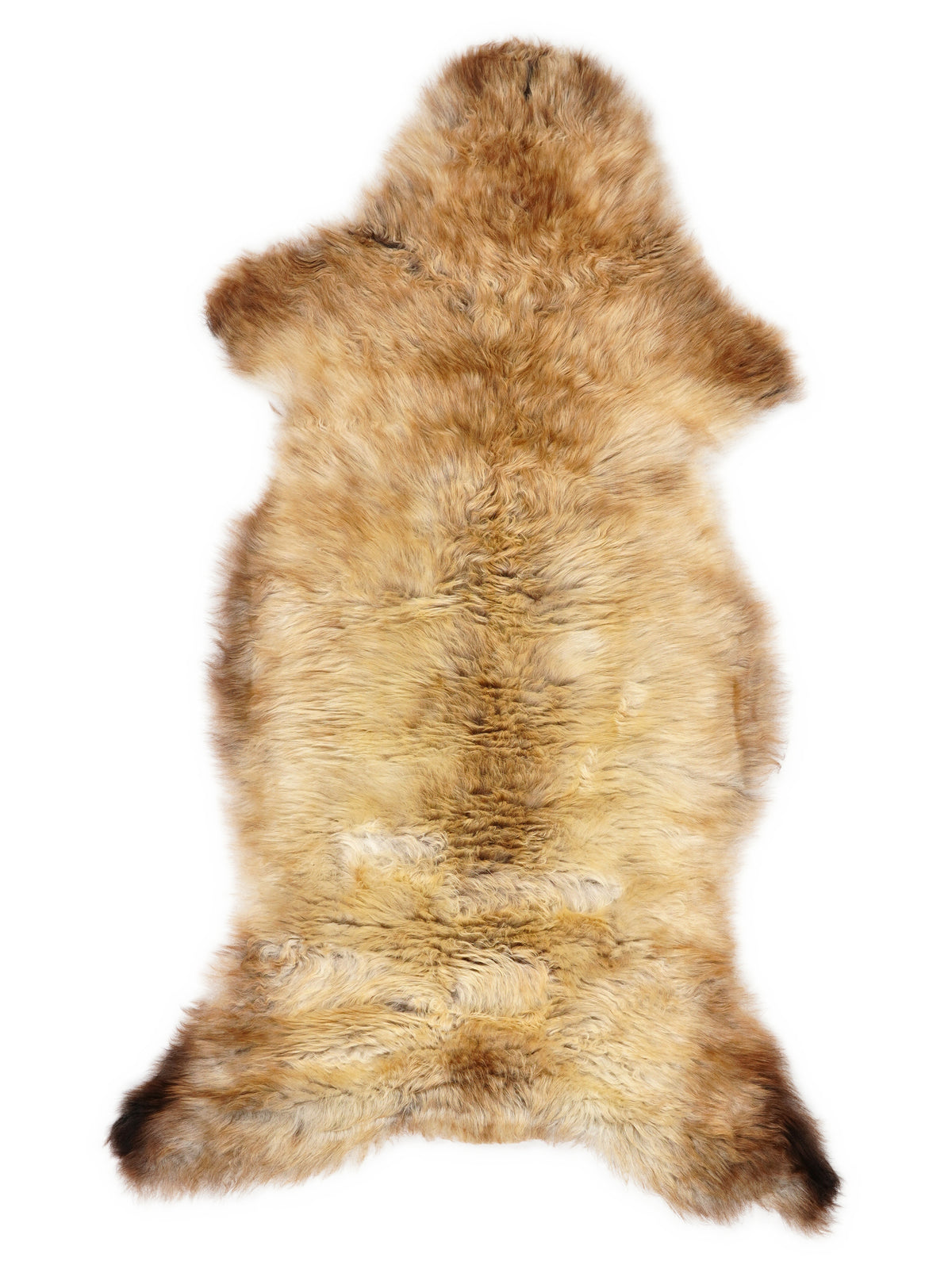 Mehrfarbiges britisches Lammfell, ca. 115 × 55 cm, von oben fotografiert: genau das Fell, das Sie erhalten