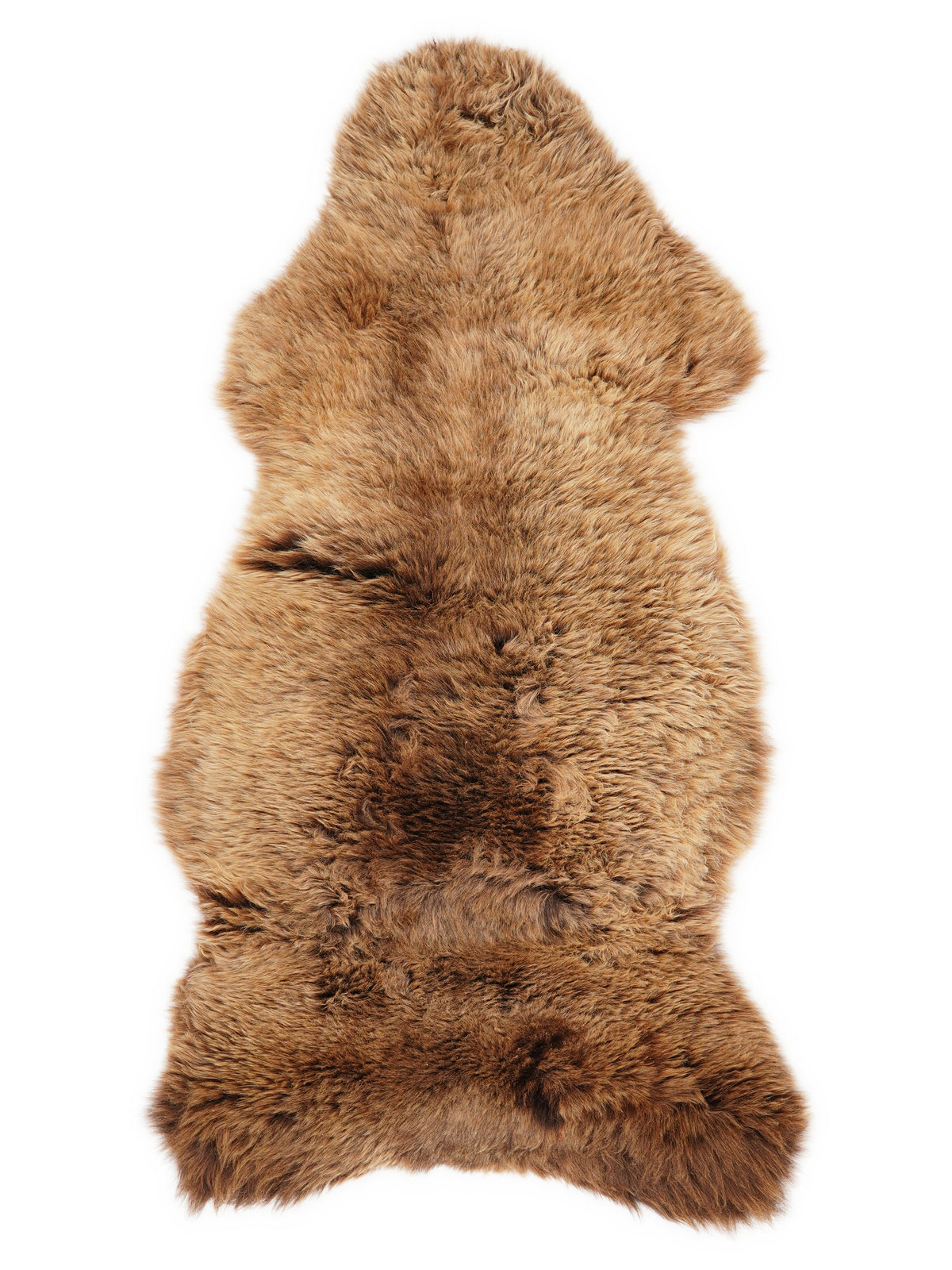 Braunes Lammfell, ca. 120 × 60 cm, von oben fotografiert: genau das Fell, das Sie erhalten