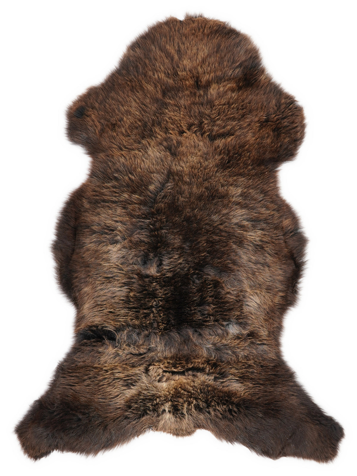 Braunes Lammfell, ca. 110 × 60 cm, von oben fotografiert: genau das Fell, das Sie erhalten