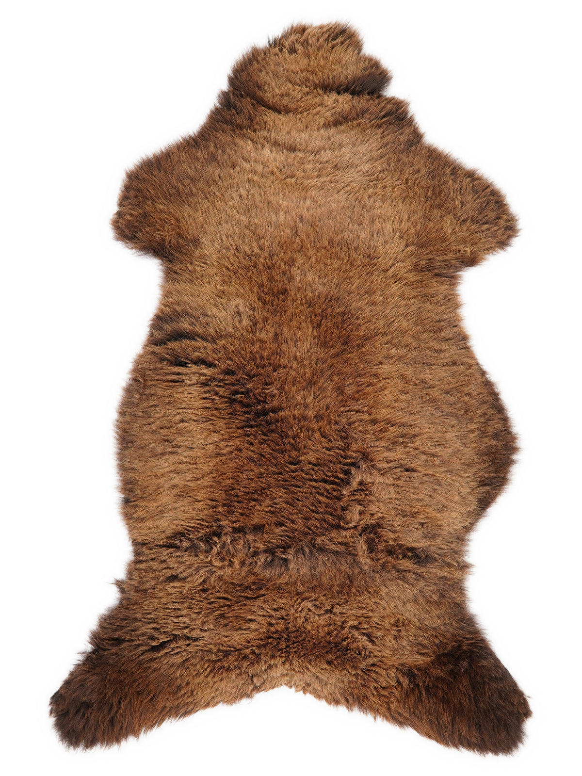 Braunes Lammfell, ca. 115 × 60 cm, von oben fotografiert: genau das Fell, das Sie erhalten